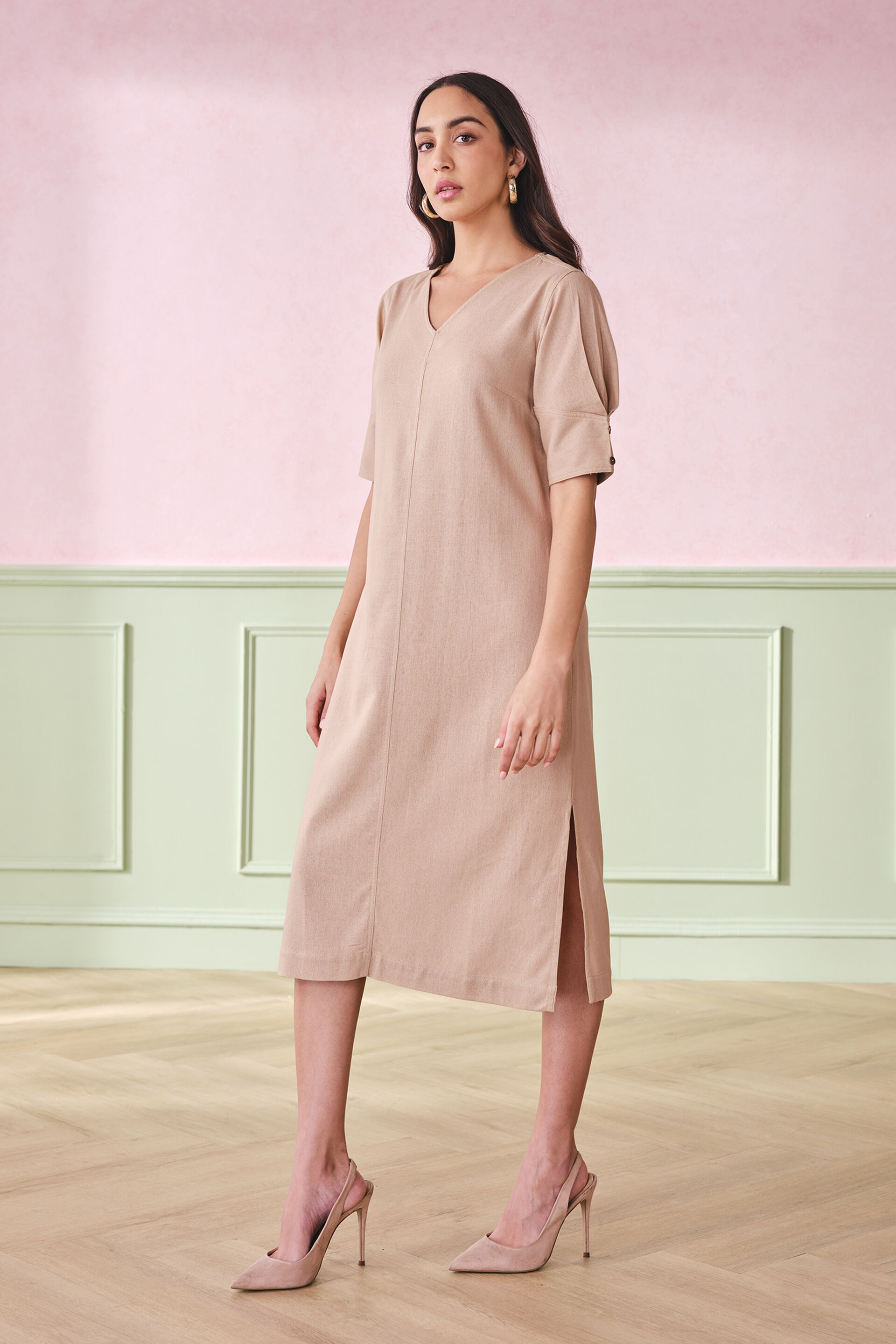 Zesty Dark Beige Dress, Dark Beige, image 2